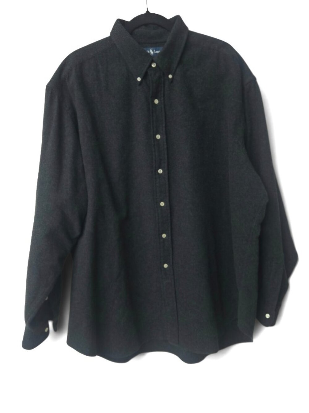 Vintage 90s Polo Ralph Lauren Blake 100% Wool Flannel Shirt Charcoal Gray XXL